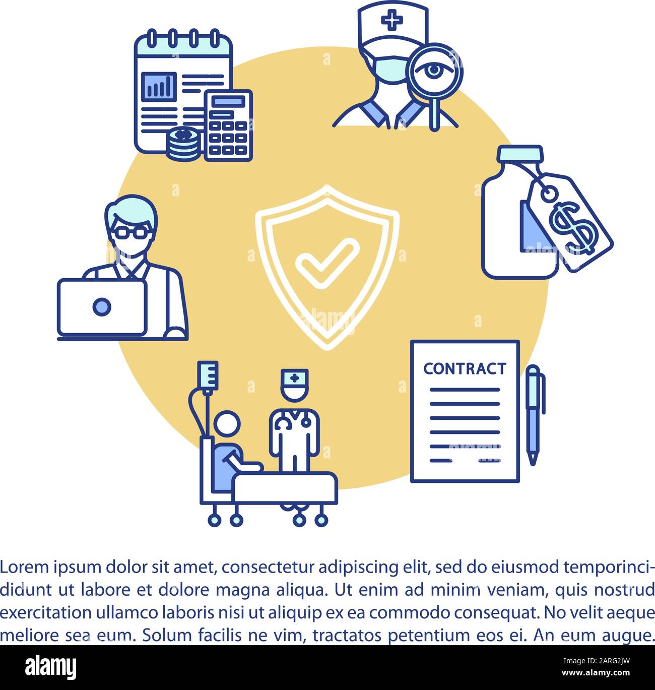 Hospitalization coverage concept icon with text. Injury