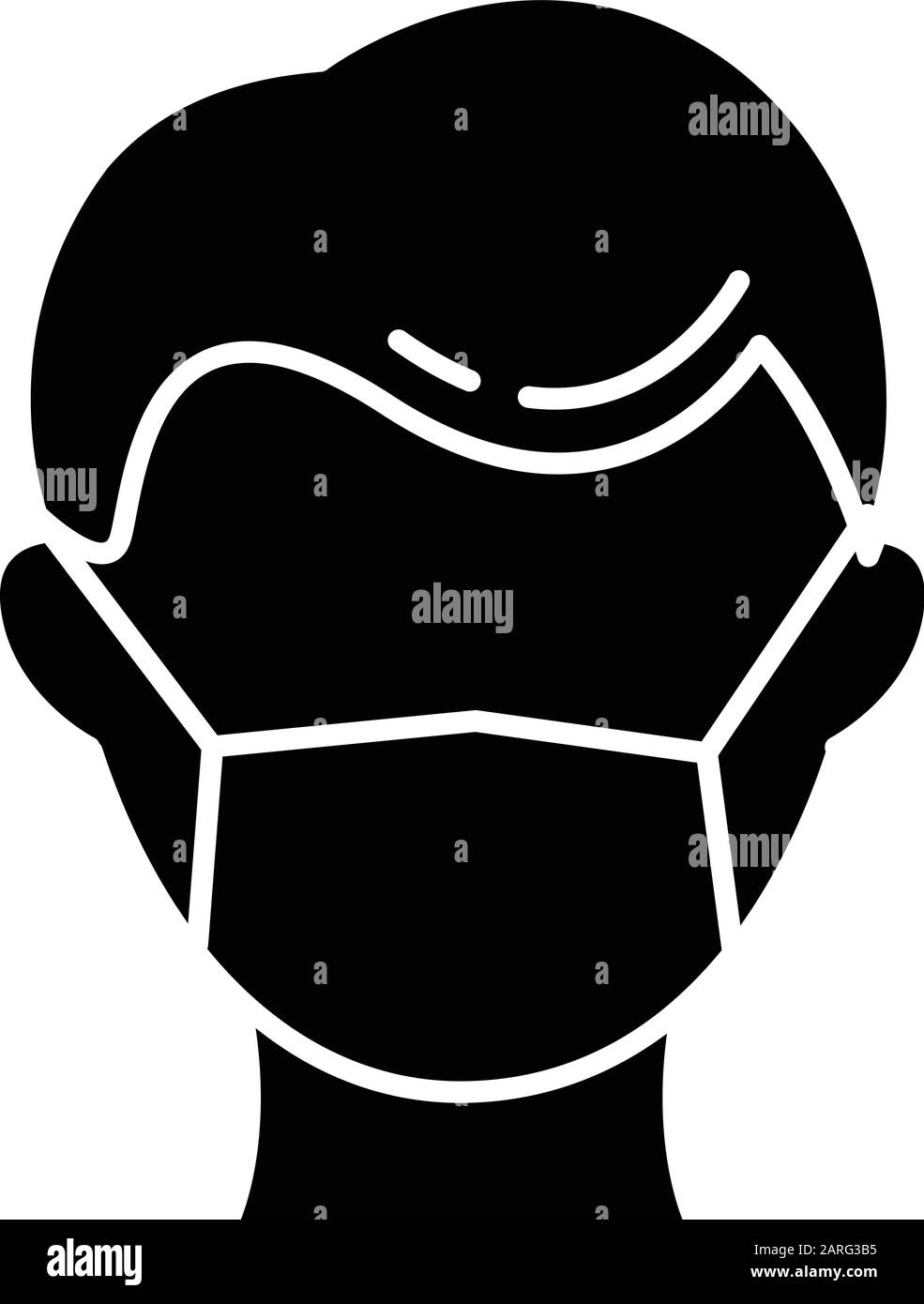 Disposable medical mask glyph icon. Common cold. Influenza prevention ...