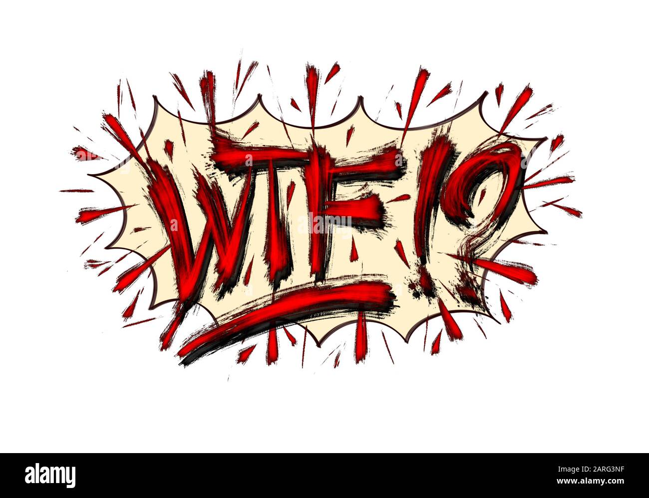 WTF!? - comics sppech bubble sound effect illustration explosion Stock Photo