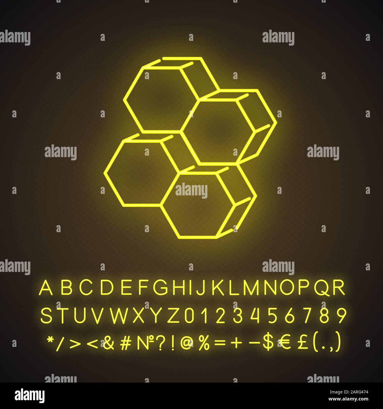 Combs neon light icon. Geometric figures. Compiled stock of honeycombs ...
