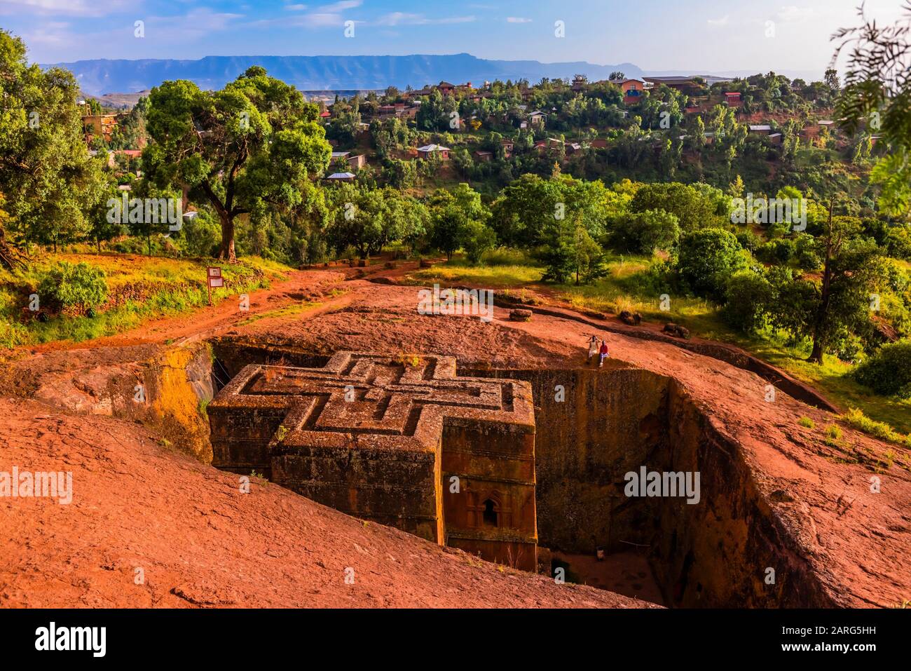 Beta Giyorgis (St. George's Church), Lalibela, Ethiopia. It is the best known and last built of the eleven rock-hewn monolithic churches in Lalibela. Stock Photo