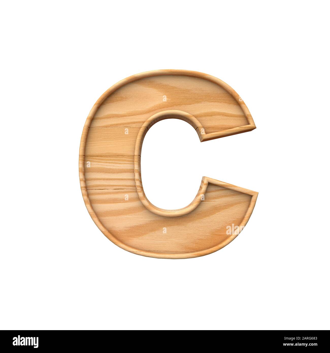 Wooden capital letter C. 3D Rendering Stock Photo