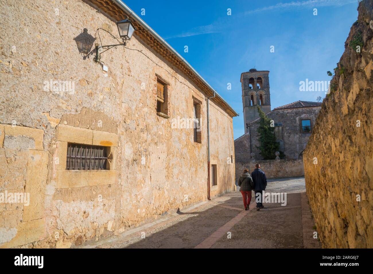 Calle Mayor, Pedraza, Segovia province, Castile-Leon, Spain Stock Photo