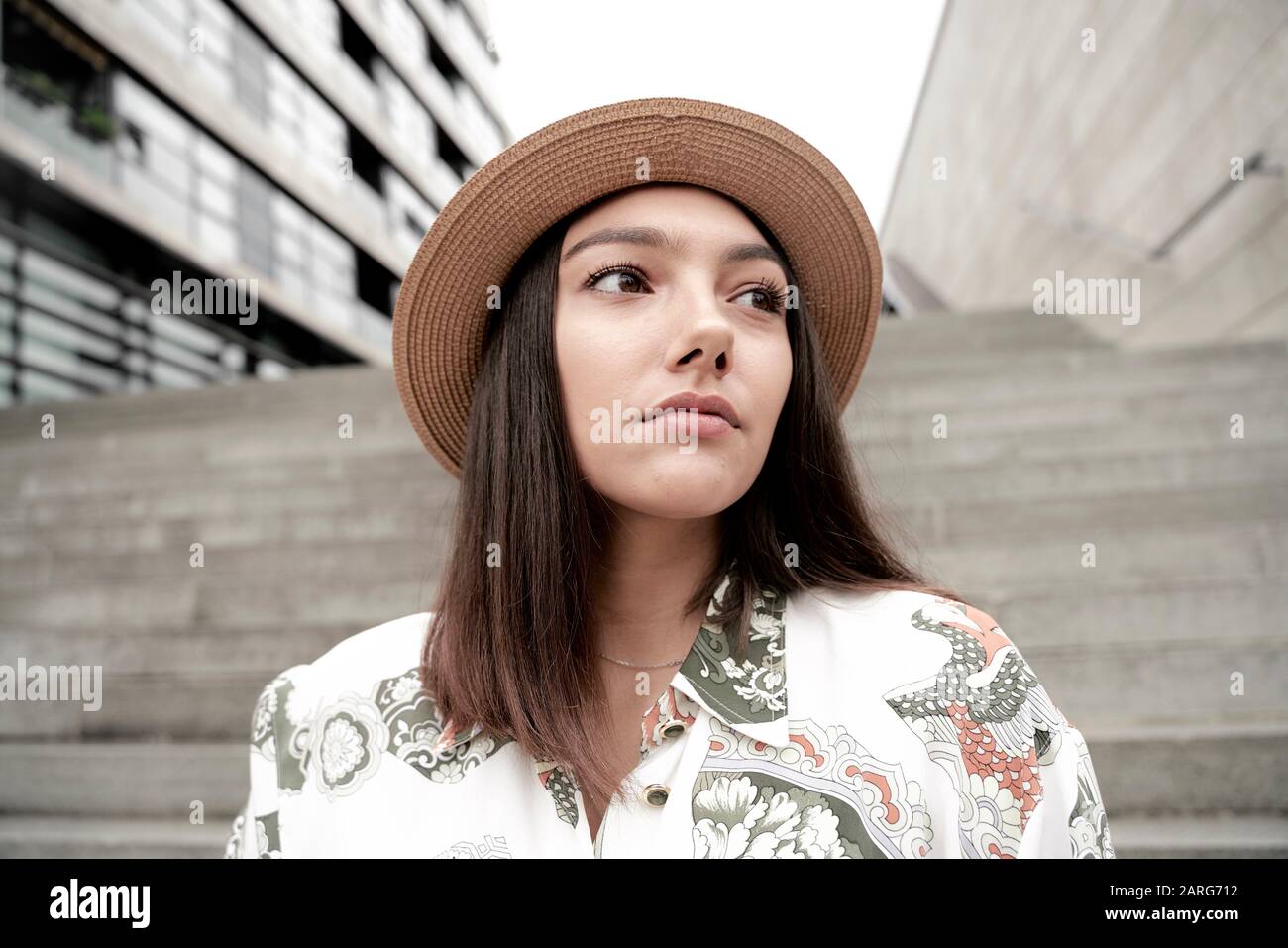 Portrait of woman wearing hat. Munich, Germany Stock Photo Alamy