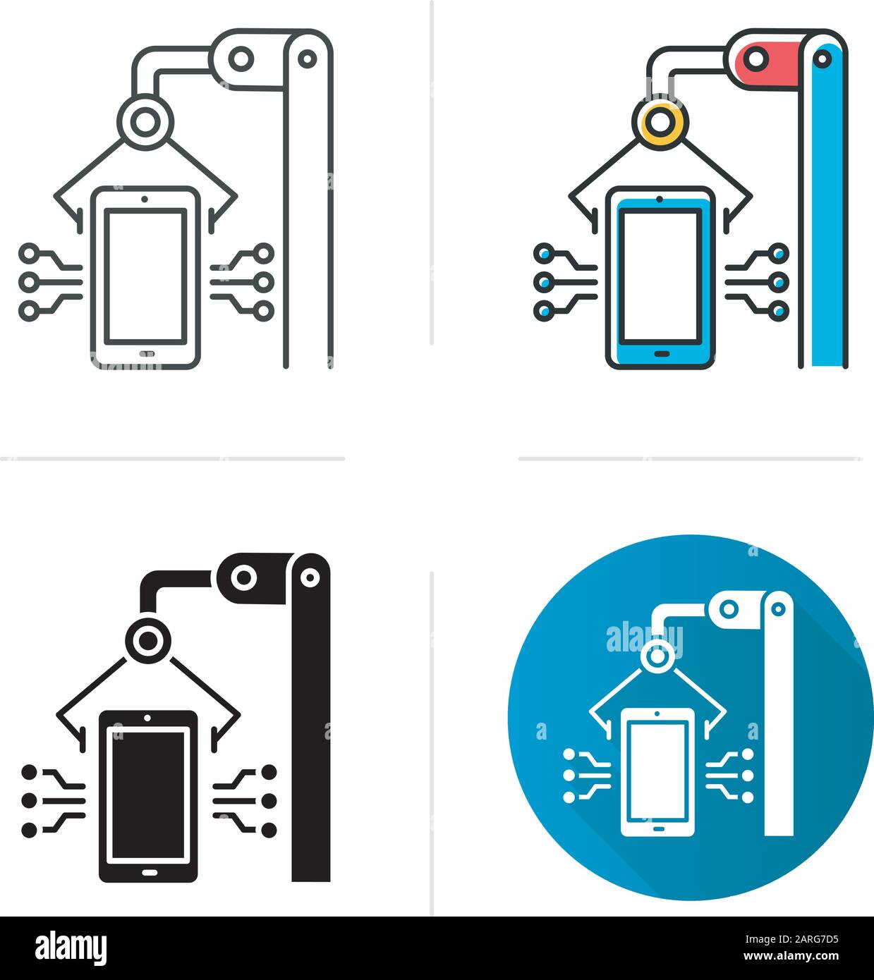 Electronics industry icon. Smartphone and tablet production. Electronic
