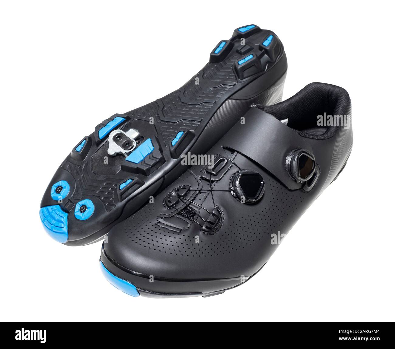 Professional cycling shoes with cleats Stock Photo