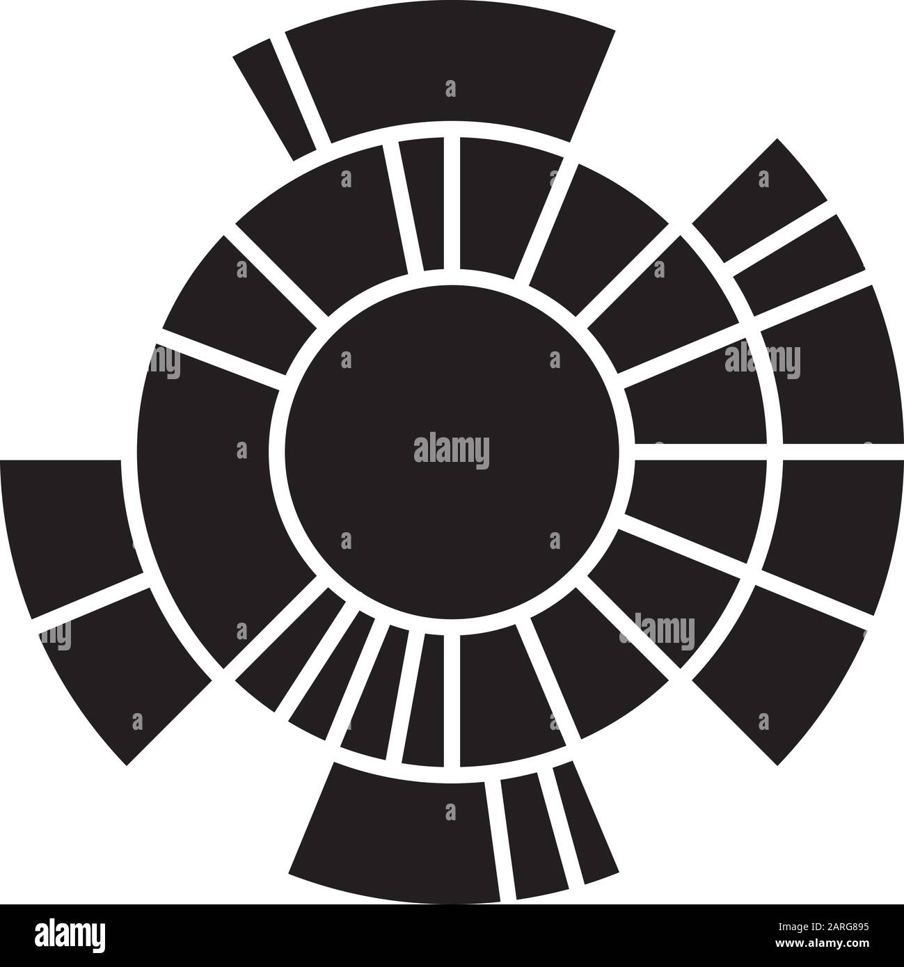 Sunburst diagram glyph icon. Radial chart. Round information ...