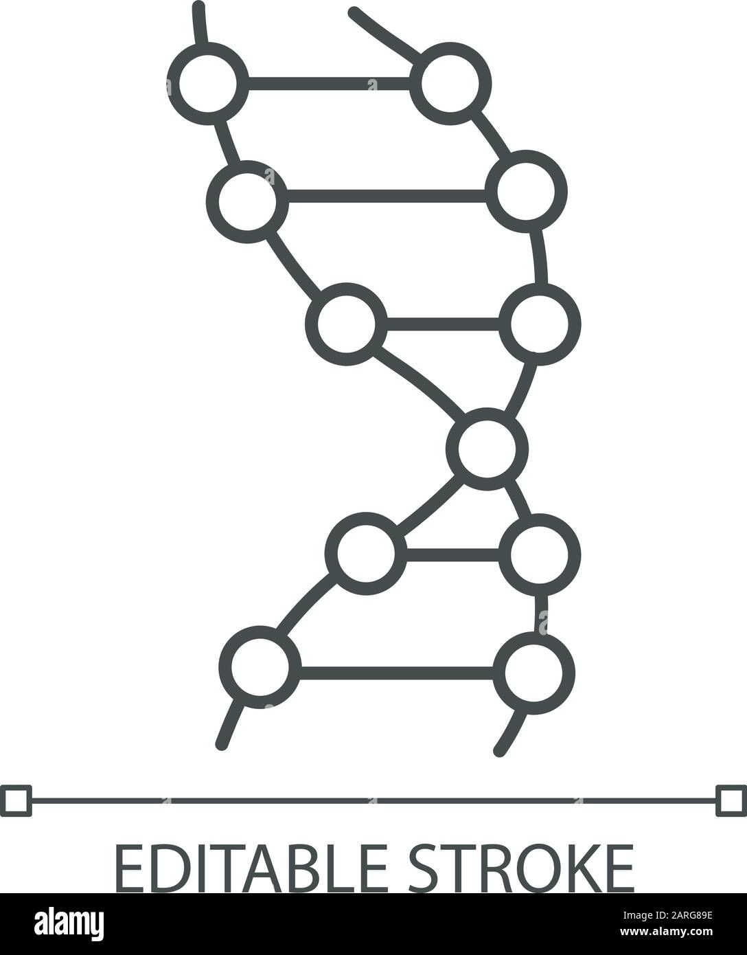 DNA helix linear icon. Z-DNA. Connected dots, lines. Deoxyribonucleic, nucleic acid. Genetic code. Genetics. Thin line illustration. Contour symbol. V Stock Vector