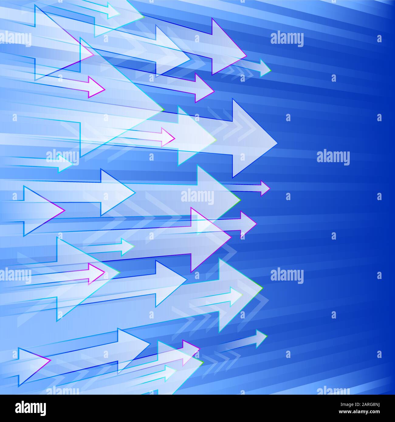 Arrows Fly From Left To Right In A Perspective View On A Blue Arrows Fly From Left To Right In A Perspective View On A Blue