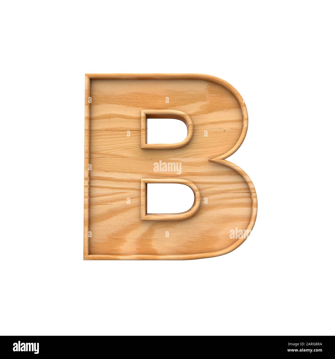 Wooden capital letter B. 3D Rendering Stock Photo