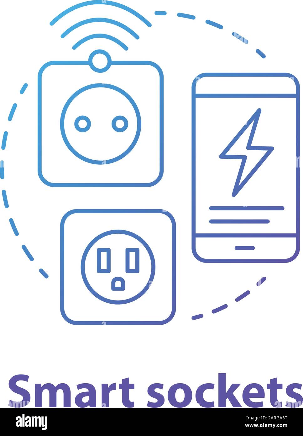 Smart sockets blue gradient concept icon. Modern house idea thin line