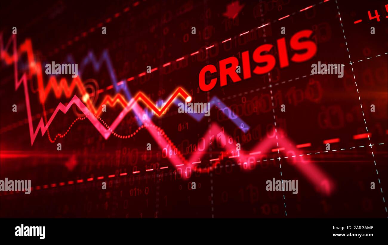 Stock markets down chart on grid background. Abstract concept of