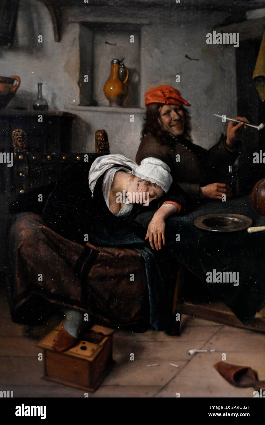 The Drinker, 1660, by Jan Steen,Hermitage museum,St Petersburg Russia, Europe. Stock Photo