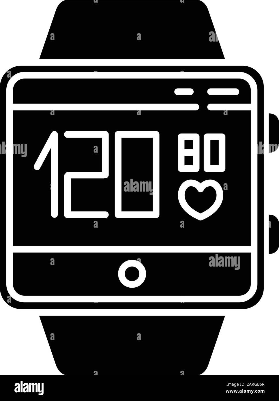 Blood pressure and heart rate tracking smartwatch function glyph icon
