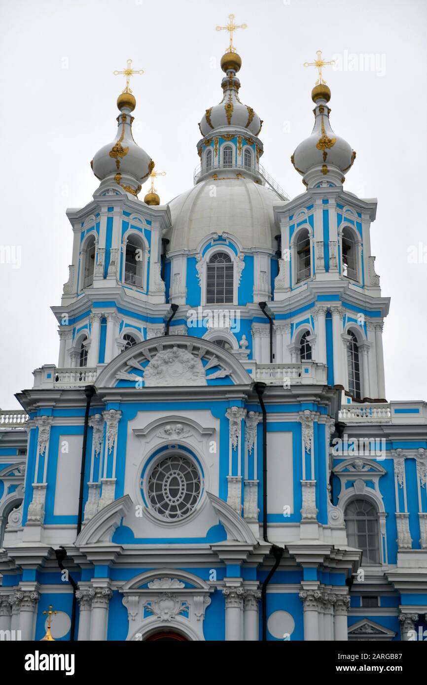 Smolny Cathedral Church of the Resurrection,St. Petersburg,Russia Stock