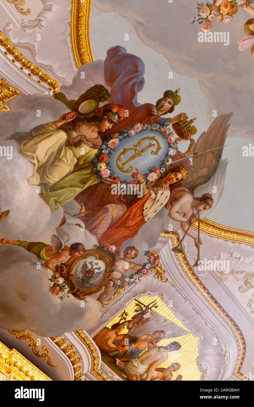 Celling painting detail in Catherine Palace,St Petersburg Russia. Stock Photo