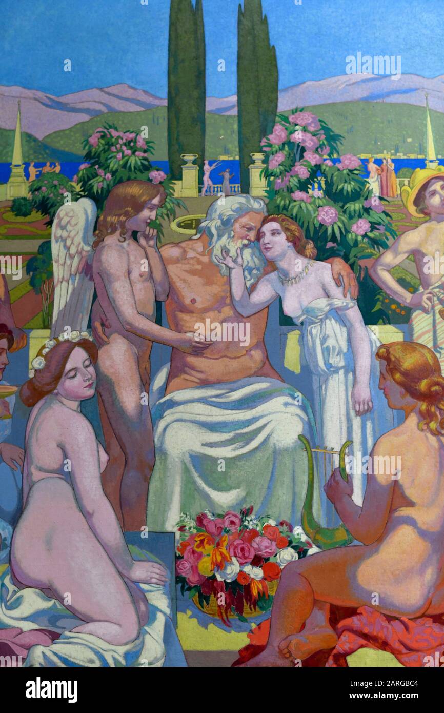 The Story of Psyche. In the Presence of the Gods,Jupiter Bestows Immortality on Psyche and Celebrates her marriage to Cupid, 1908, oil on Stock Photo