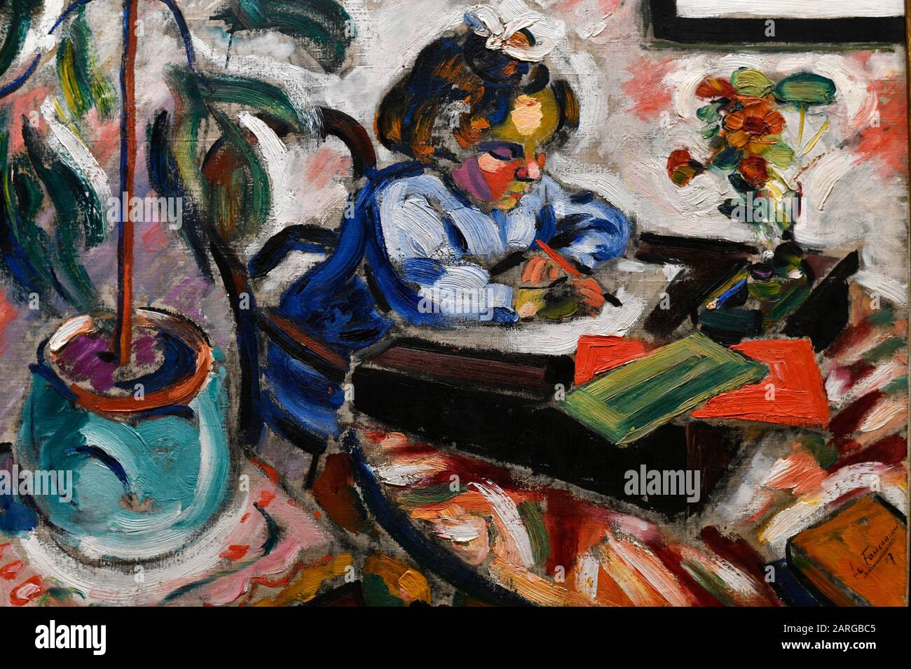 Little Schoogirl, 1907, oil on canvas,painting by Henri Le Fauconnier (1881-1946), State Hermitage museum,St Petersburg Russia, Europe. Stock Photo