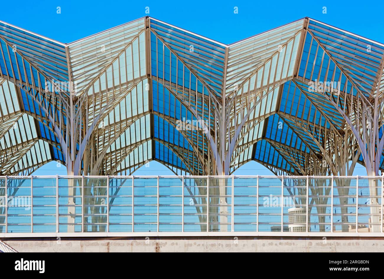 Roof of the Santiago Calatrava designed 'Oriente train station' in Lisbon Stock Photo