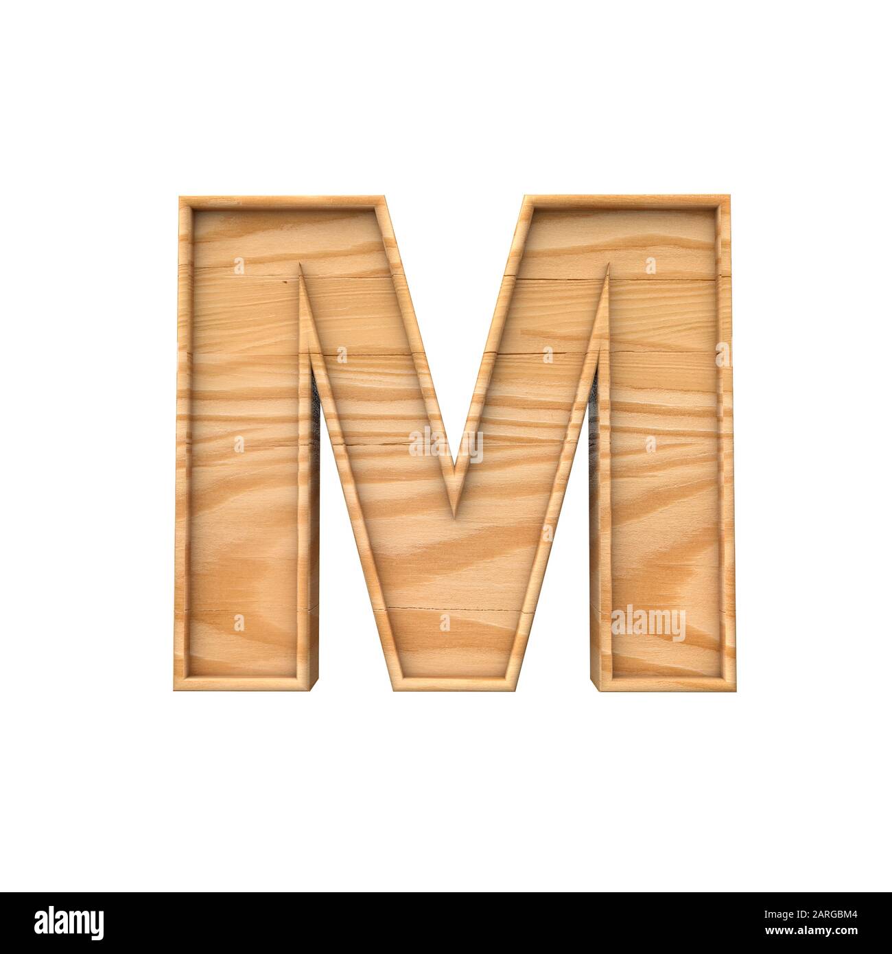 Wooden capital letter M. 3D Rendering Stock Photo