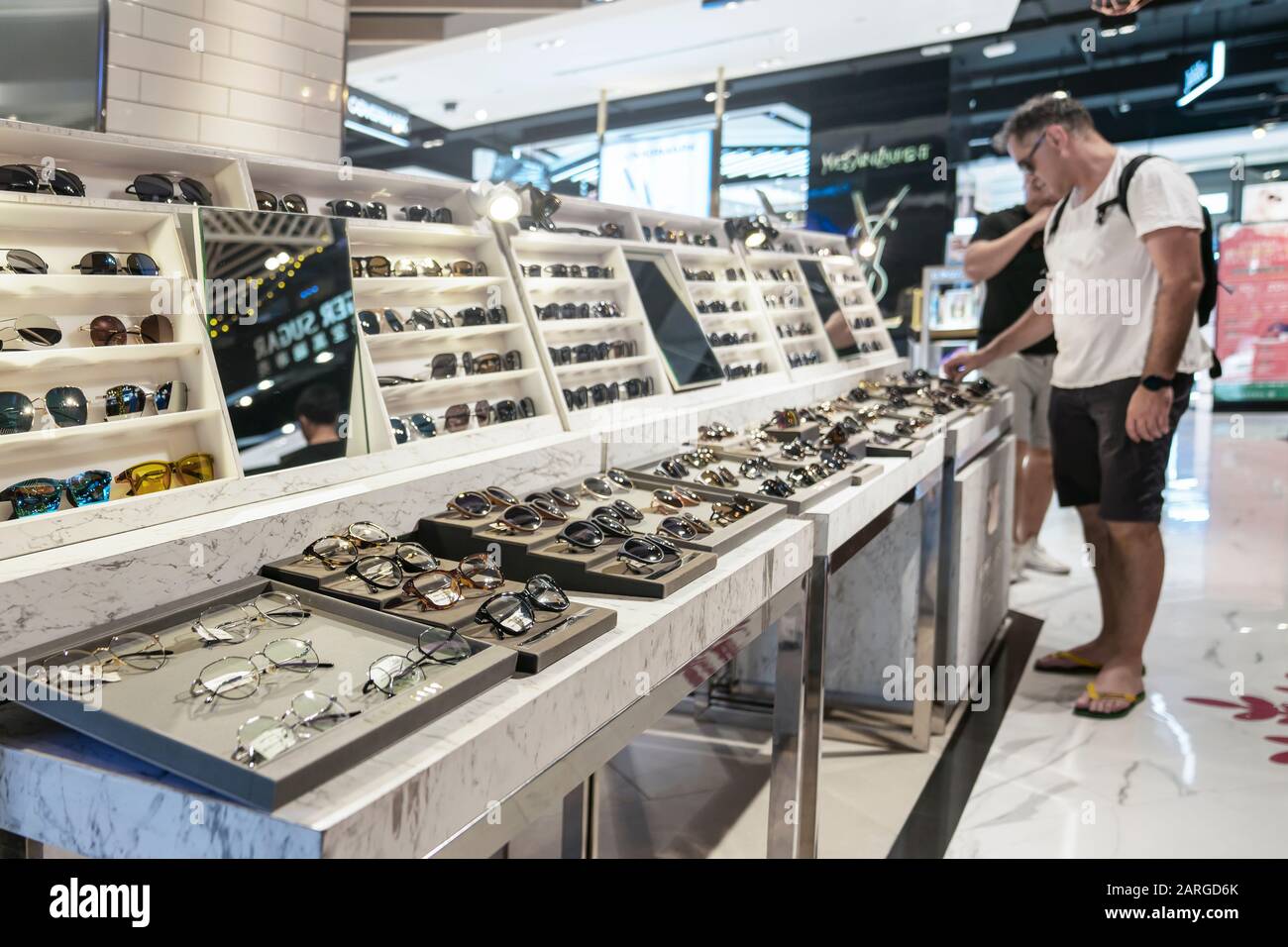 Thailand, Phuket Patong, January 1, 2020 sunglasses, a lot in the