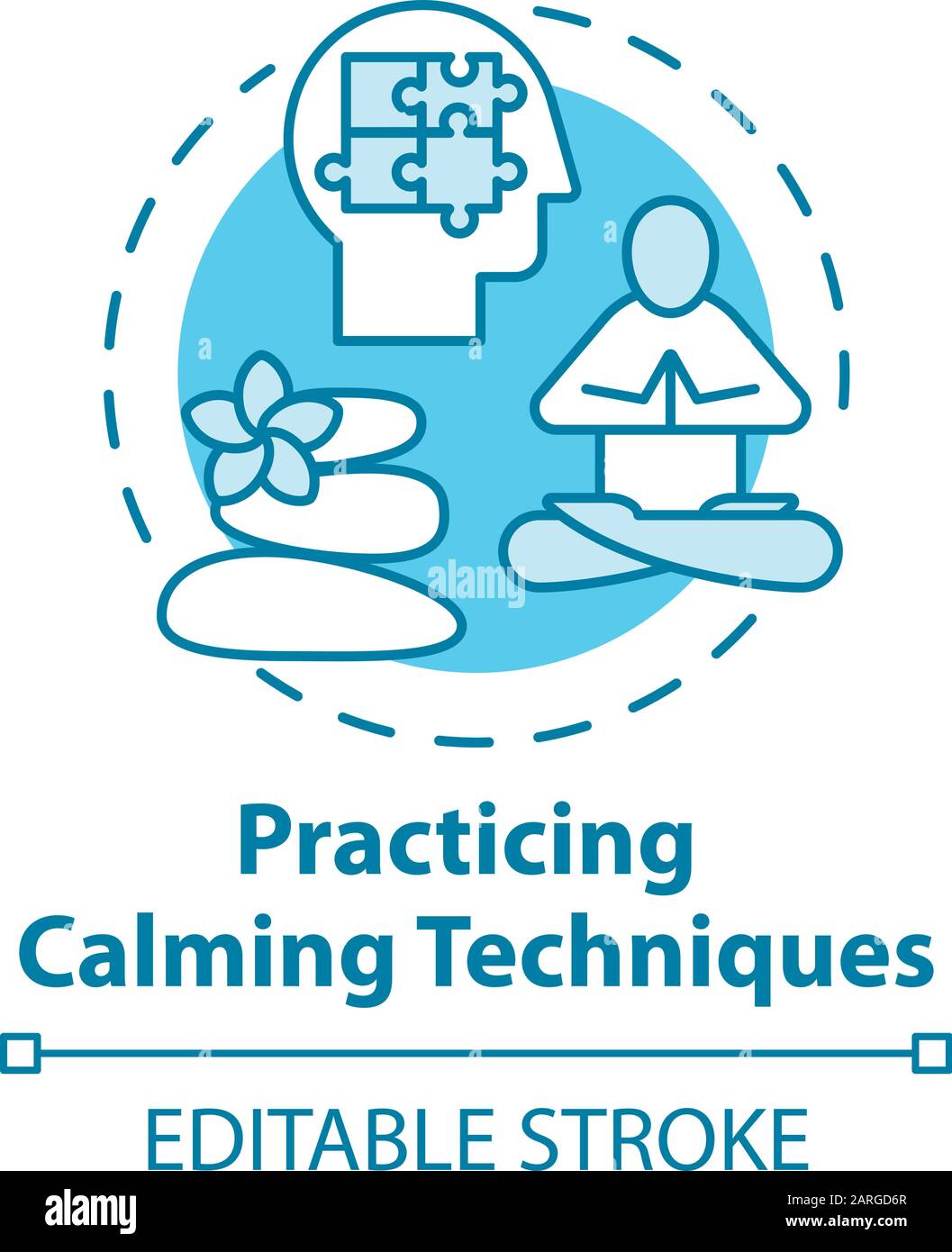 Practicing calming techniques concept icon. Relaxation and mental exercises. Meditation and yoga