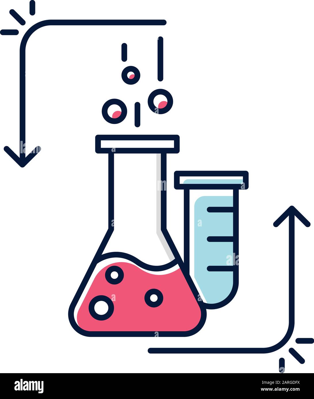 Chemical reaction in lab flask color icon. Organic chemistry