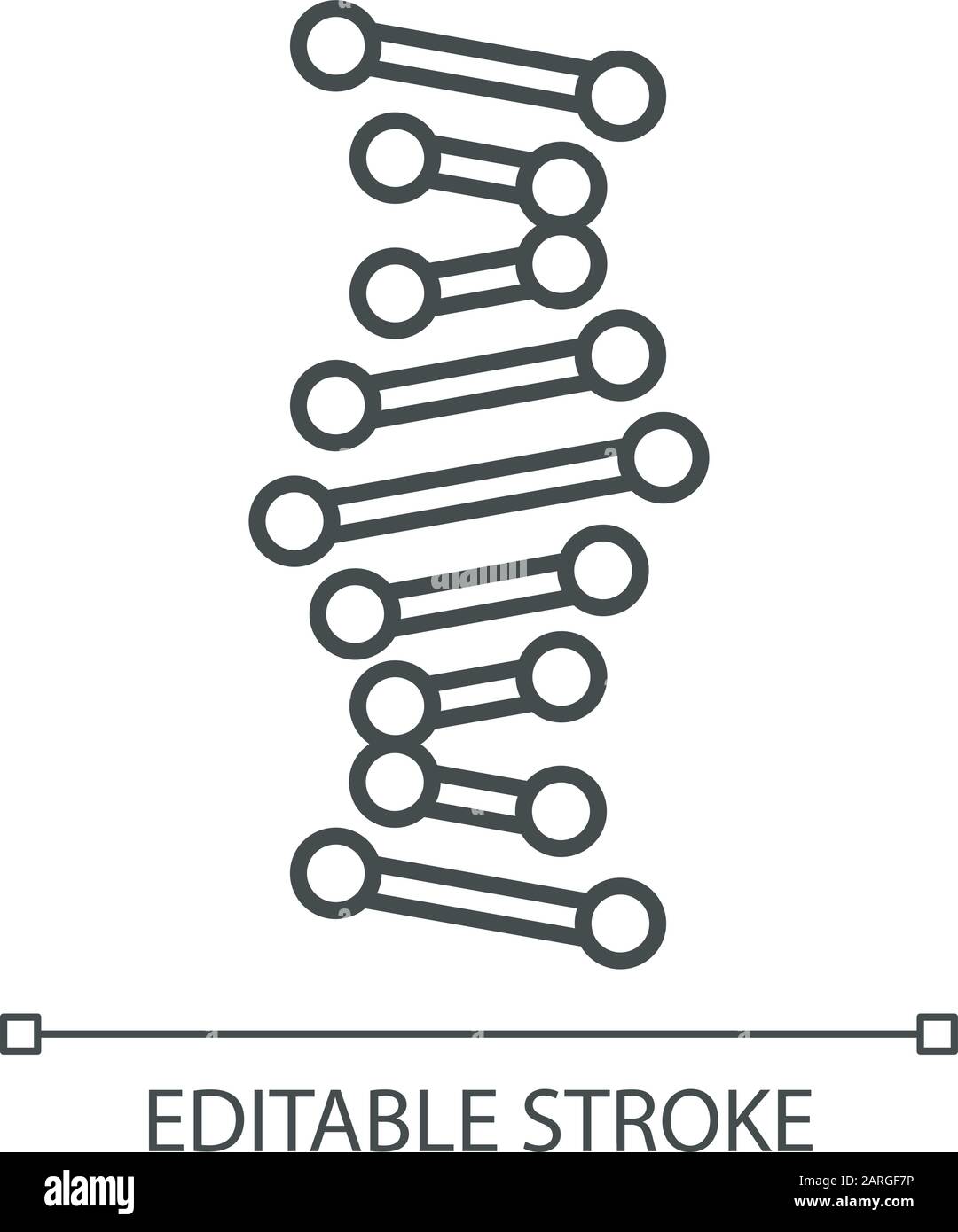 DNA helix linear icon. Connected dots, lines. Deoxyribonucleic, nucleic acid structure. Genetic code. Genetics. Thin line illustration. Contour symbol Stock Vector