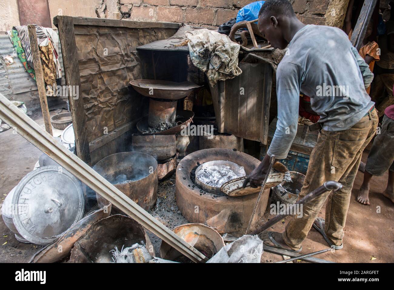 Steel recycling at the Central market, Niamey, Niger, West Africa