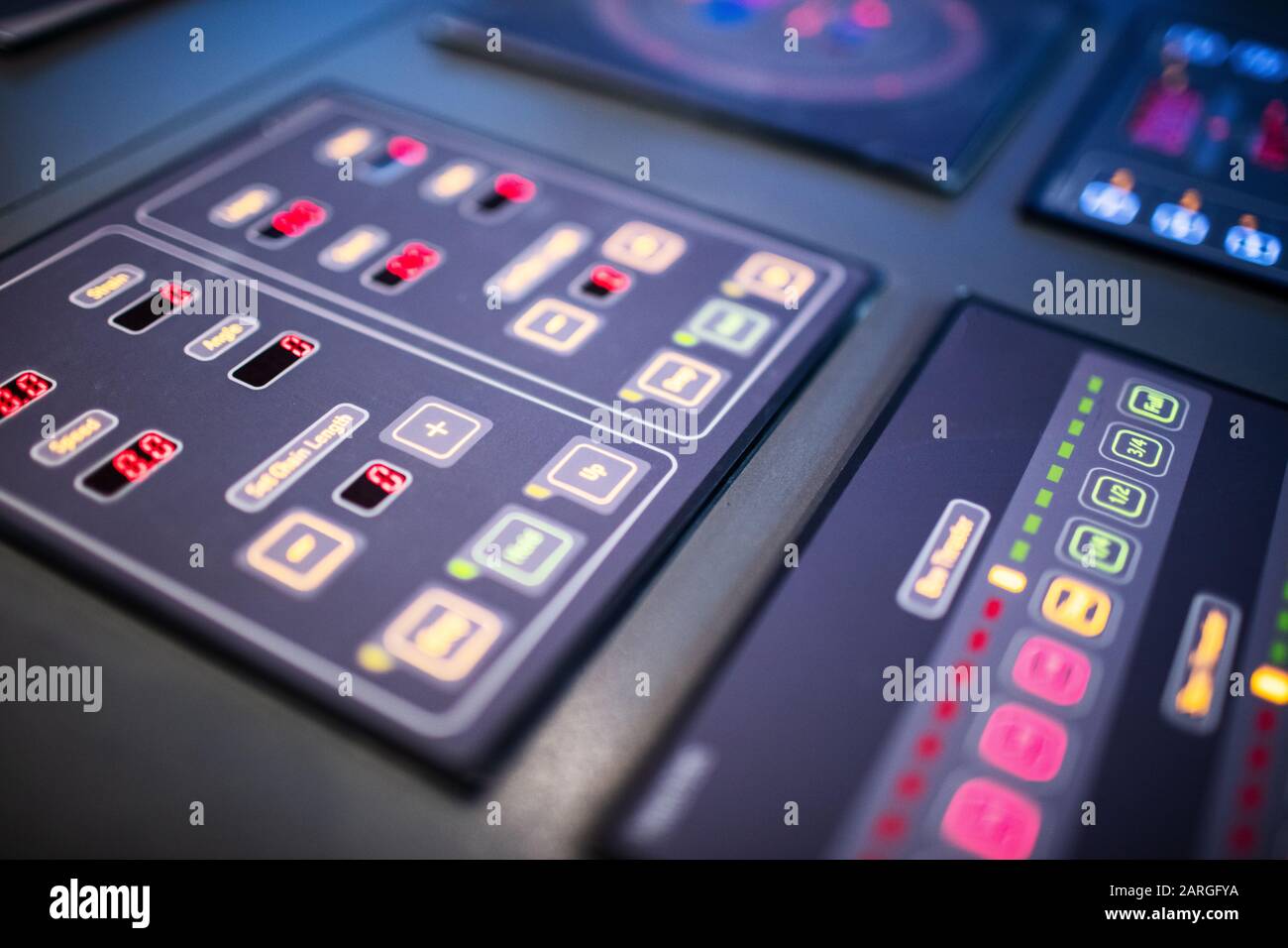 Boat panel with lighted instruments Stock Photo Alamy