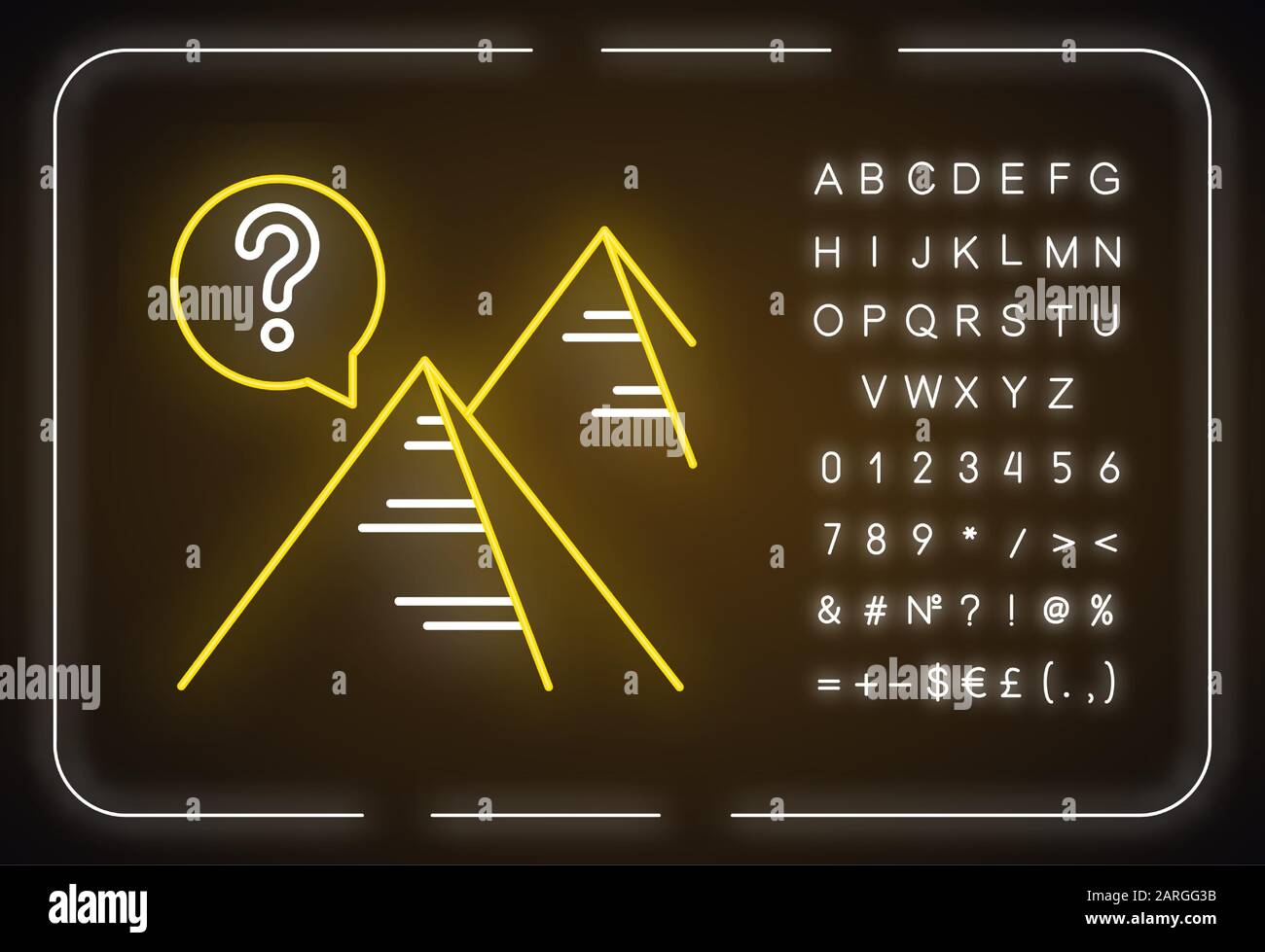 Pyramid mystery neon light icon. Egyptian monument. Historical secrets