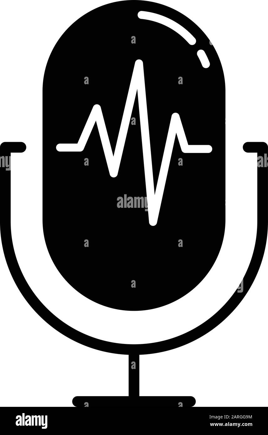 Voice recording process glyph icon. Soundwave, waveform, speaker