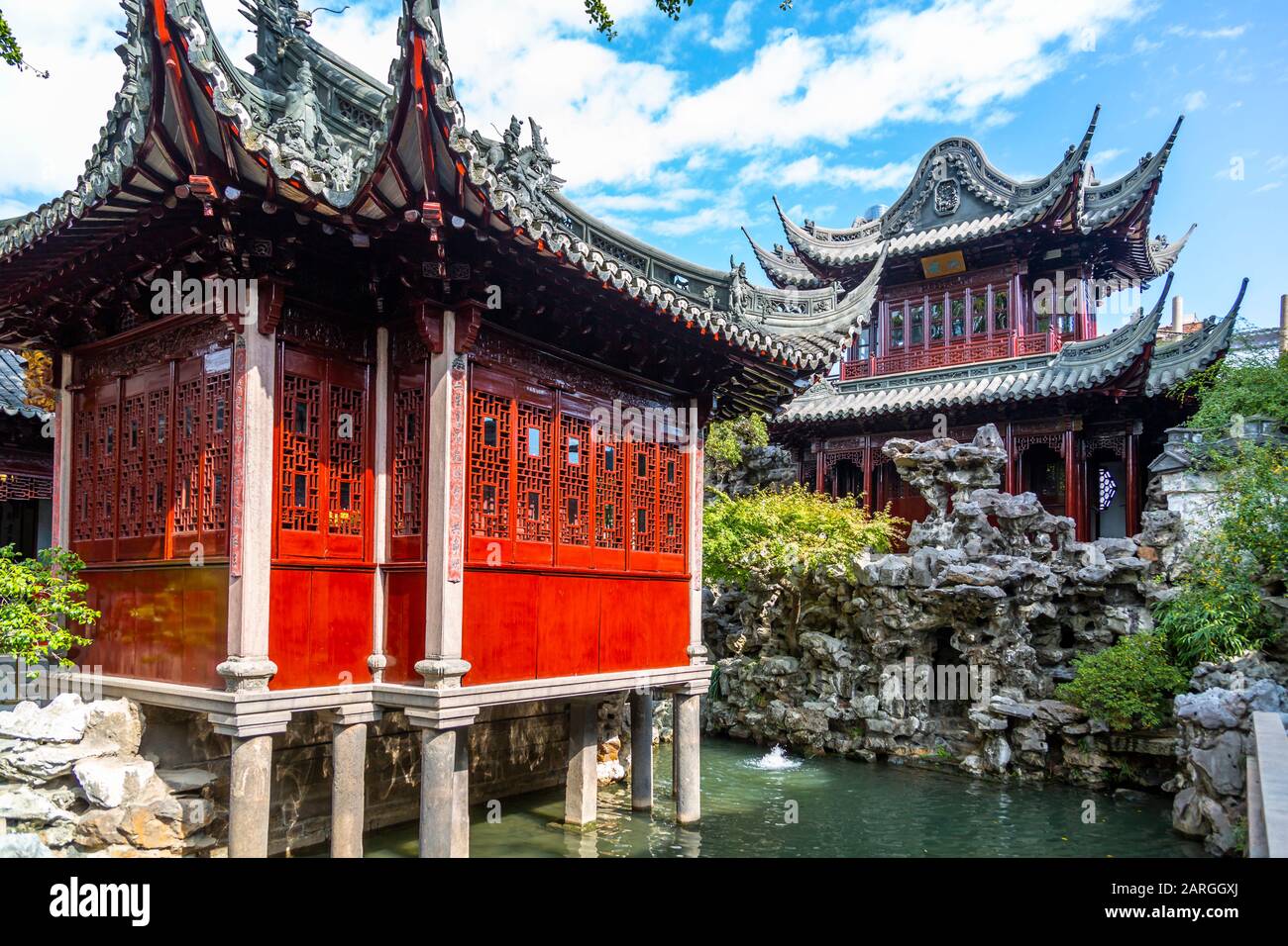 View of traditional Chinese architecture in Yu Garden, Shanghai, China, Asia Stock Photo