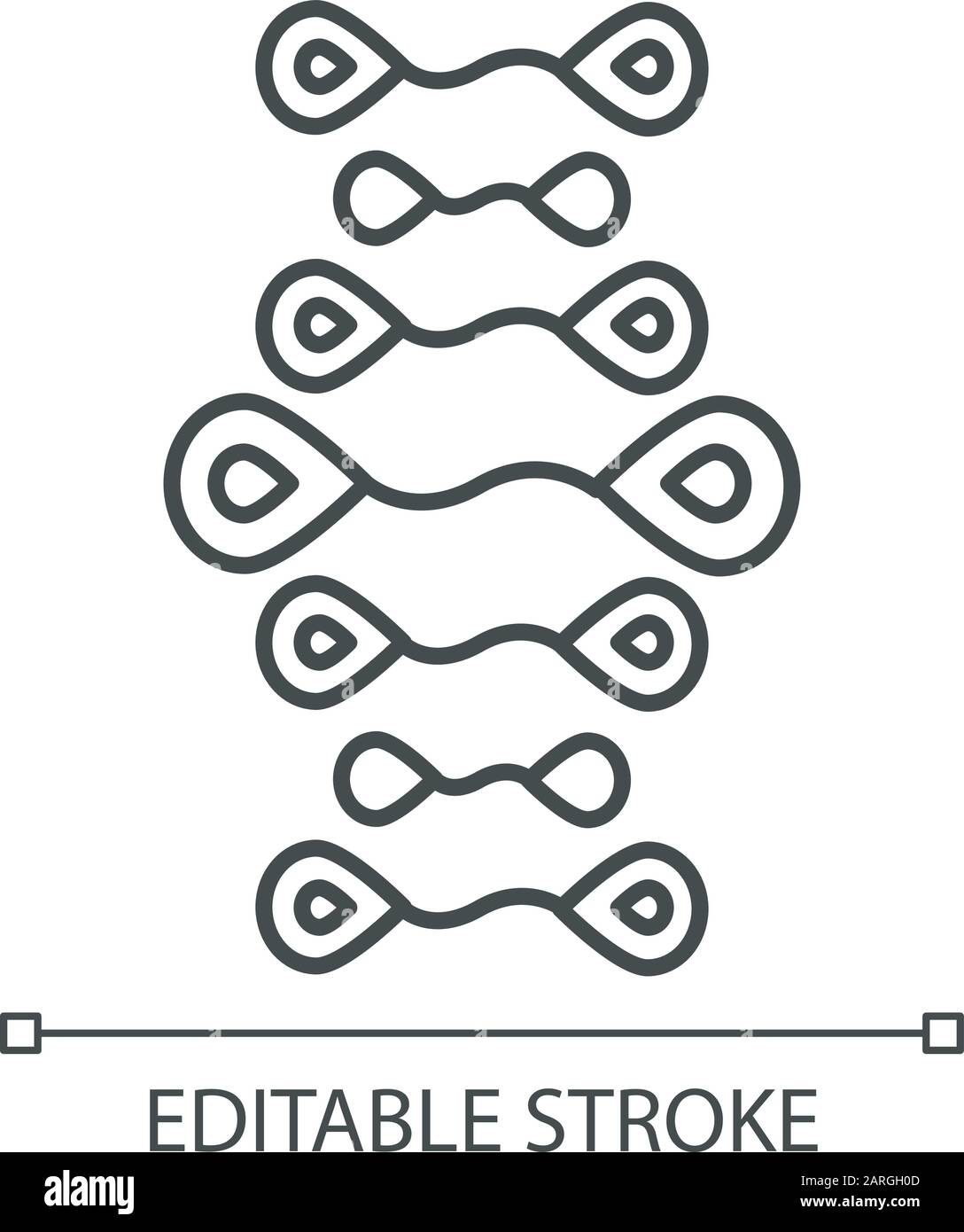 DNA strands linear icon. Deoxyribonucleic, nucleic acid helix. Molecular biology. Genome. Genetic code. Thin line illustration. Contour symbol. Vector Stock Vector