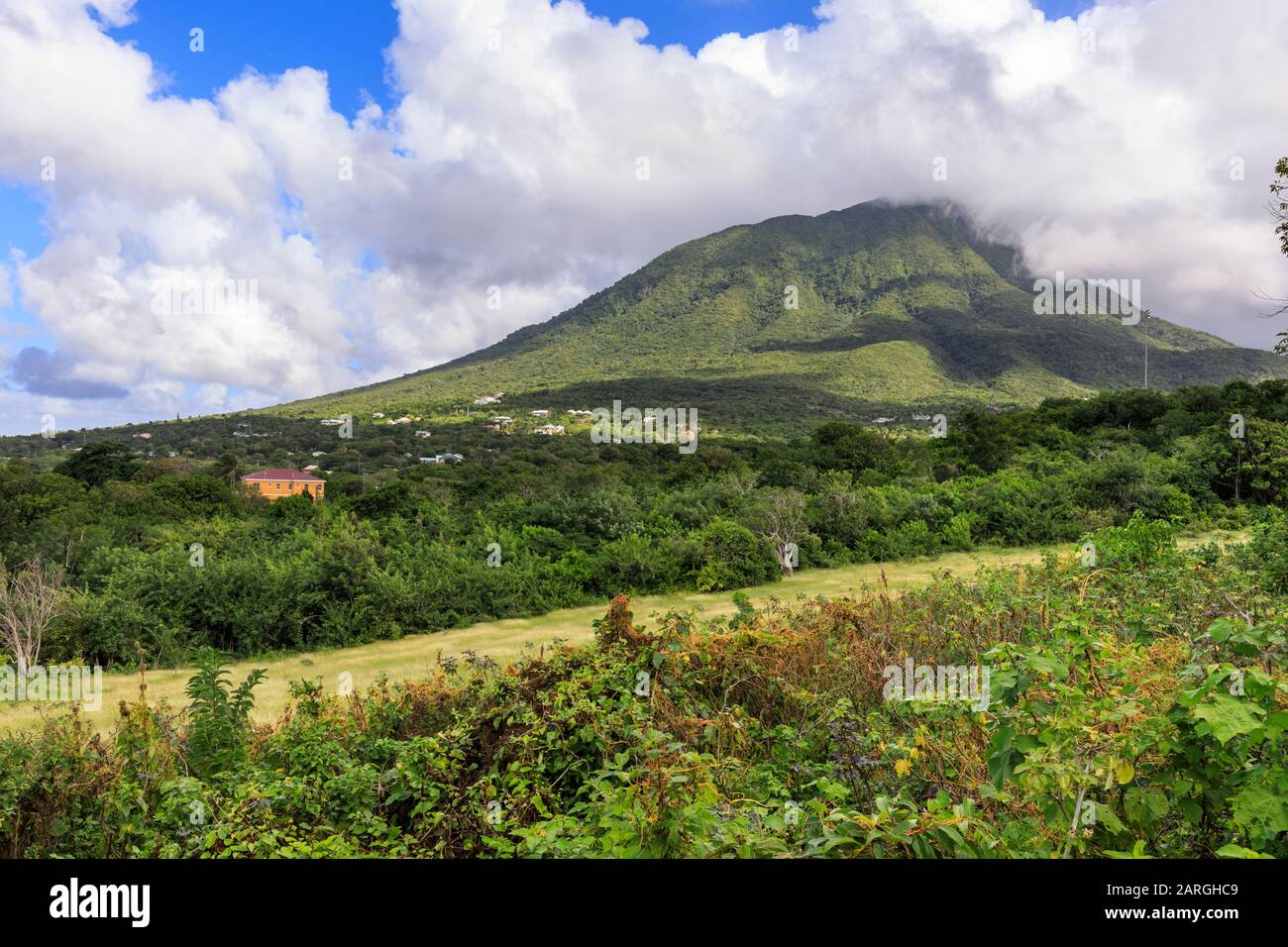 Nevis Peak, Mount Nevis, volcano, Nevis, St. Kitts and Nevis, West Indies, Caribbean, Central America Stock Photo