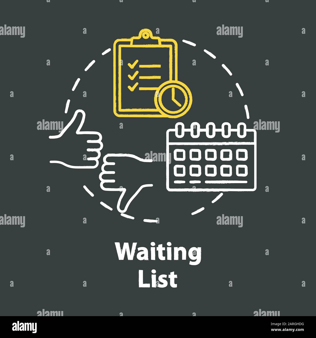 Waiting list chalk concept icon. Planning. Time management. Tasks