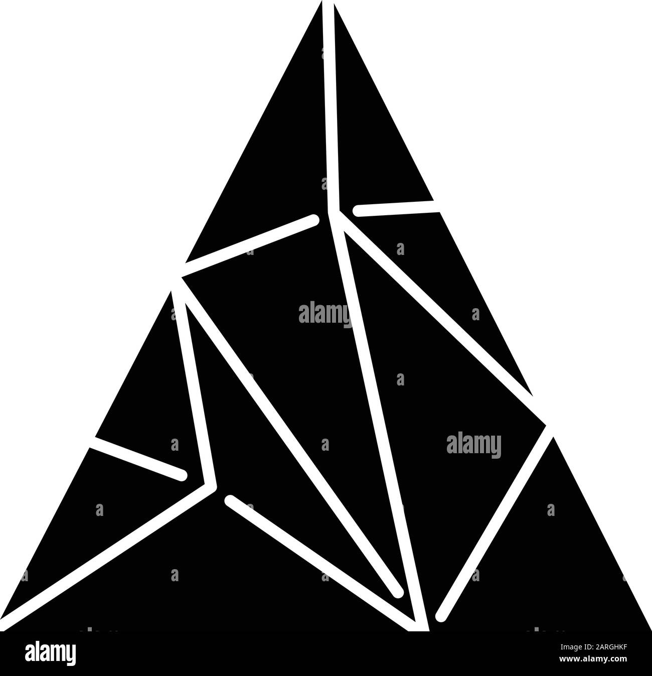 Polygonal triangle glyph icon. Geometric flat figure. Fractal structure ...