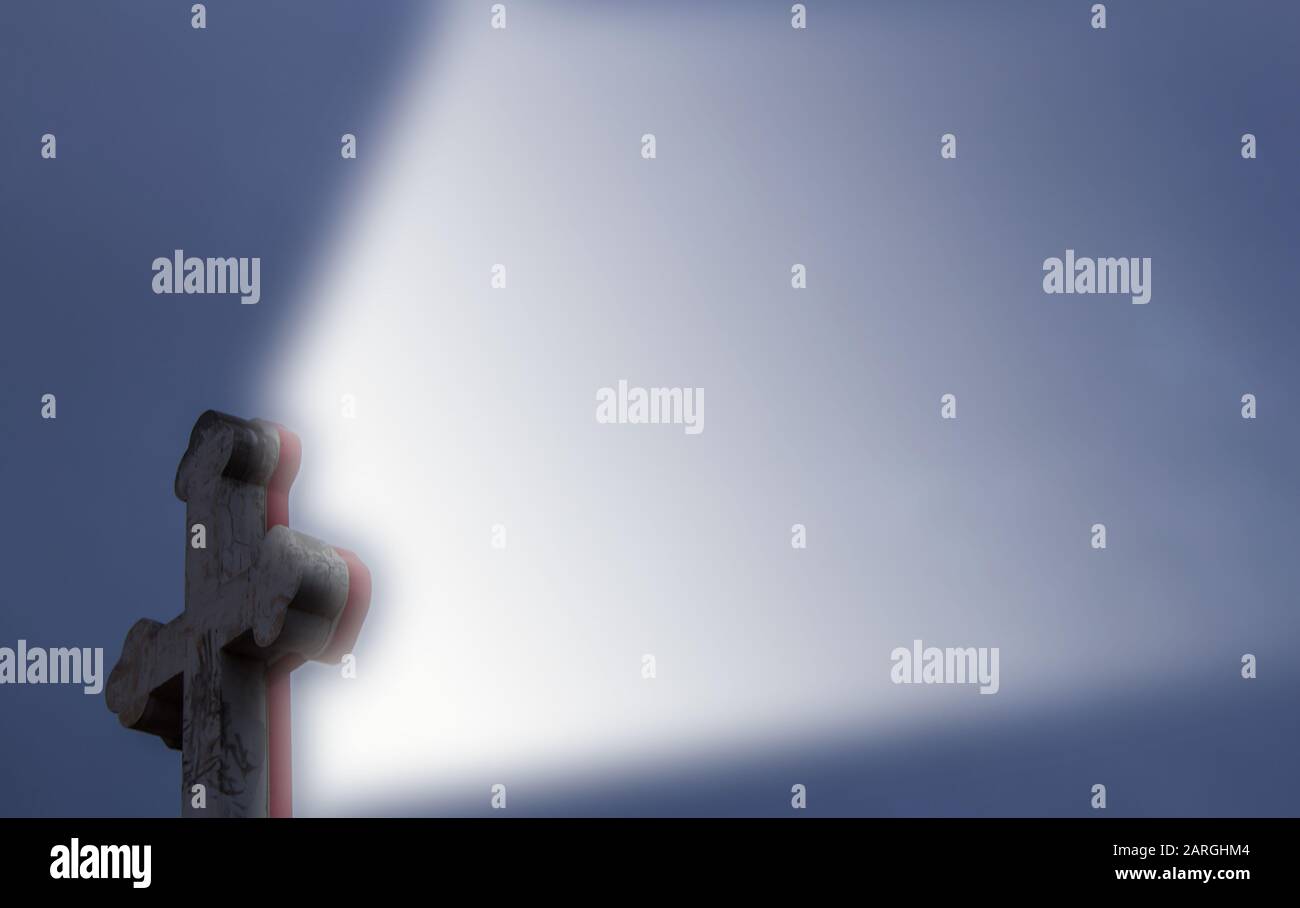 Rays of light from the christian cross. Use for religious concept ...
