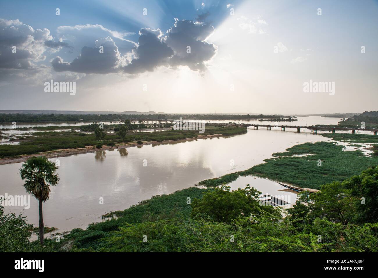 Niger river at sunset, Niamey, Niger, West Africa, Africa Stock Photo