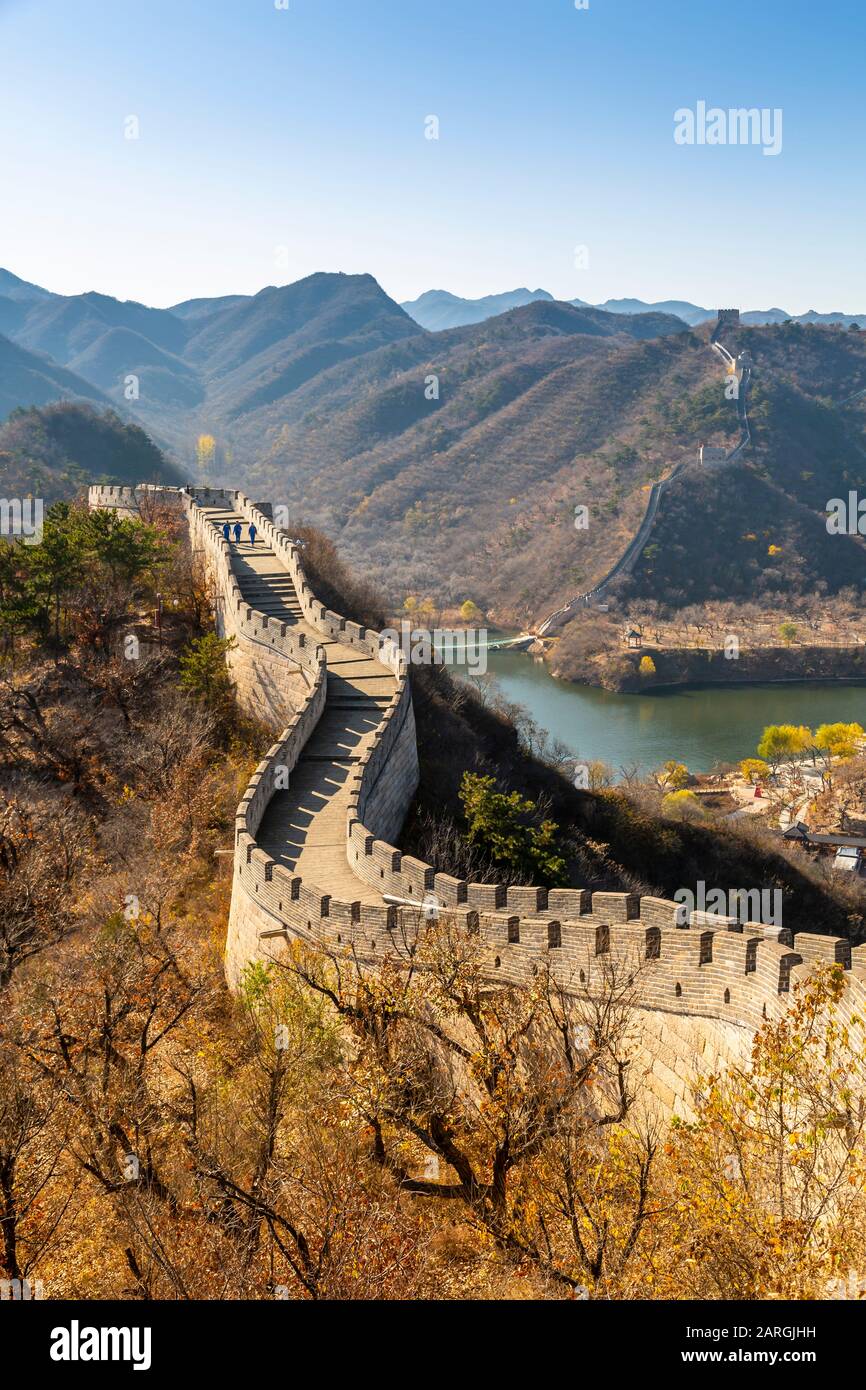 View of Great Wall of China at Huanghua Cheng (Yellow Flower), UNESCO World Heritage Site, Xishulyu, Jiuduhe Zhen, Huairou, People's Republic of China Stock Photo