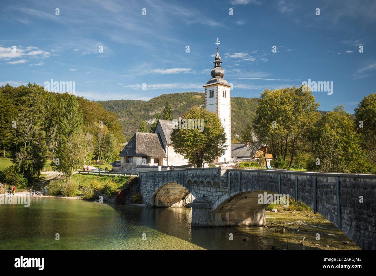 San Giovanni Church, Lake Bohinj, Triglav National Park, Upper Carniola, Slovenia, Europe Stock Photo