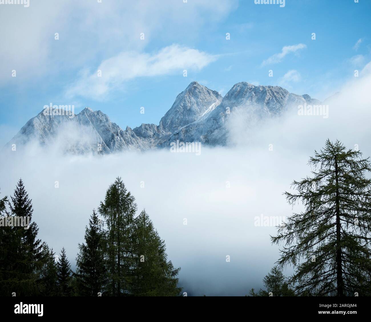 Detail of Mountain Peaks, Vrsic Pass, Julian Alps, Triglav National Park, Upper Carniola, Slovenia, Europe Stock Photo