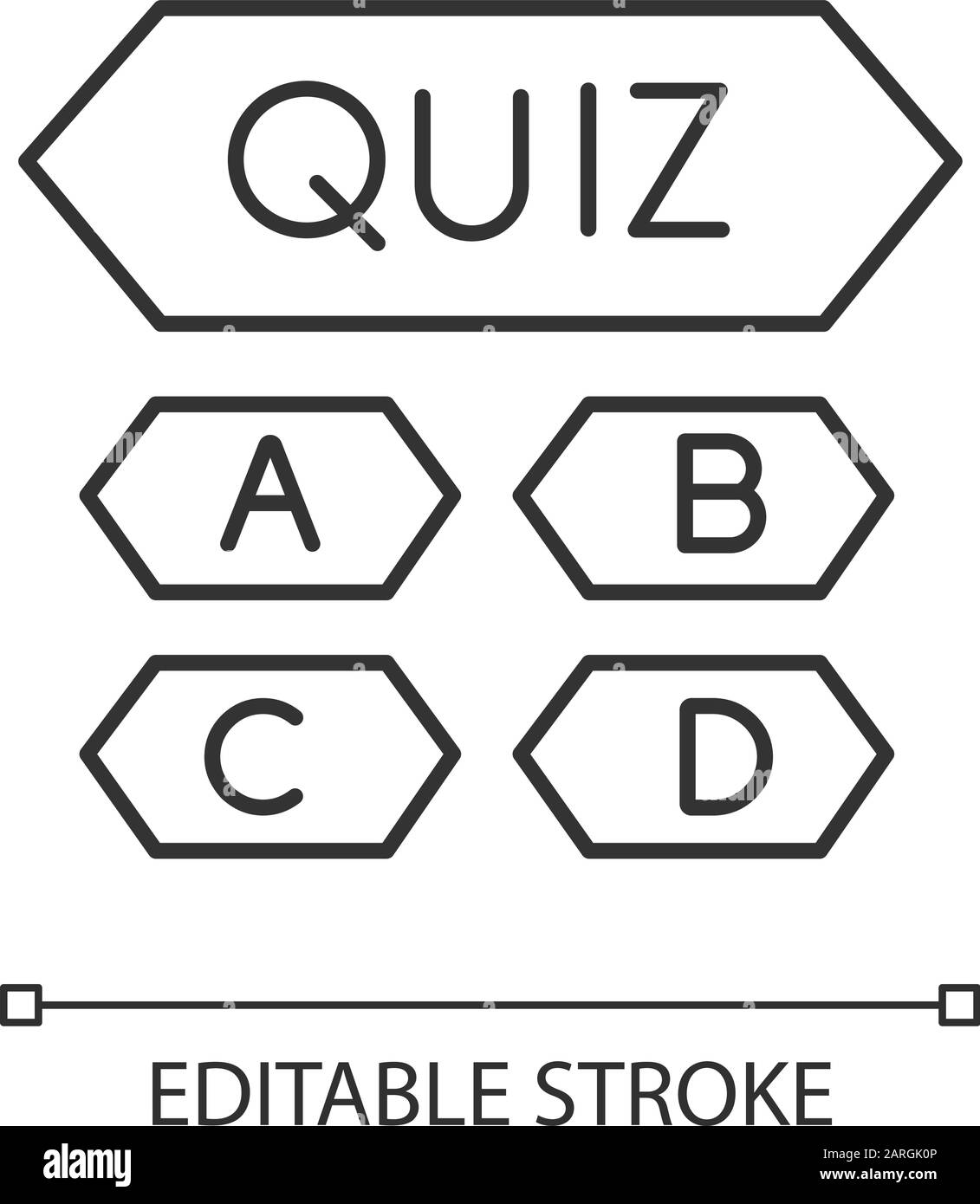 ícone linear do quiz de trivia. jogo de perguntas e respostas. competição,  concurso. exercício mental. Teste