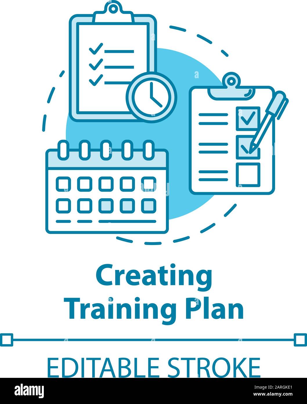 Creating training plan concept icon. Task list and deadlines. Effective