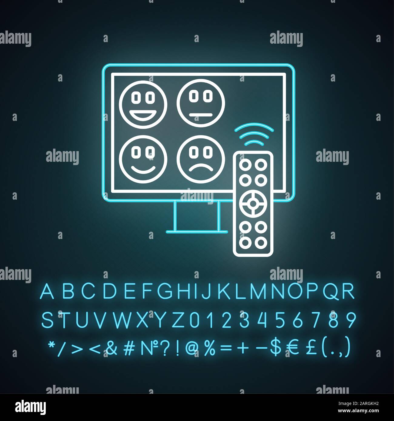 TV channel rating survey neon light icon. Emotional opinion. Consumer ...