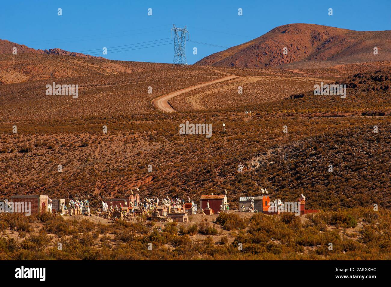 Andean cemetery on the Ruta 51, on the way to Paso Sico, San Antonio de Los Cobres, Argentina Stock Photo