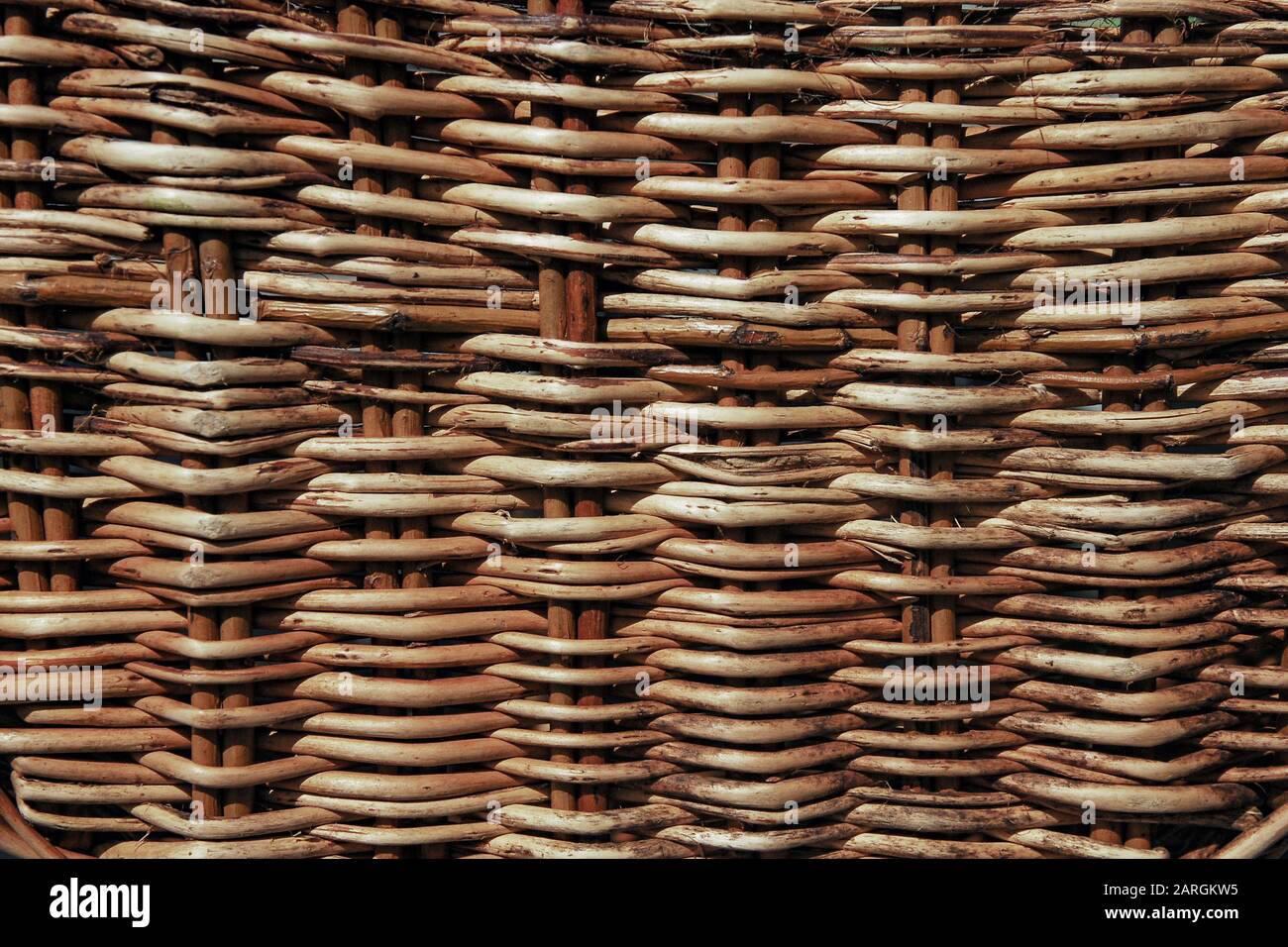 old shabby wicker basket texture Stock Photo