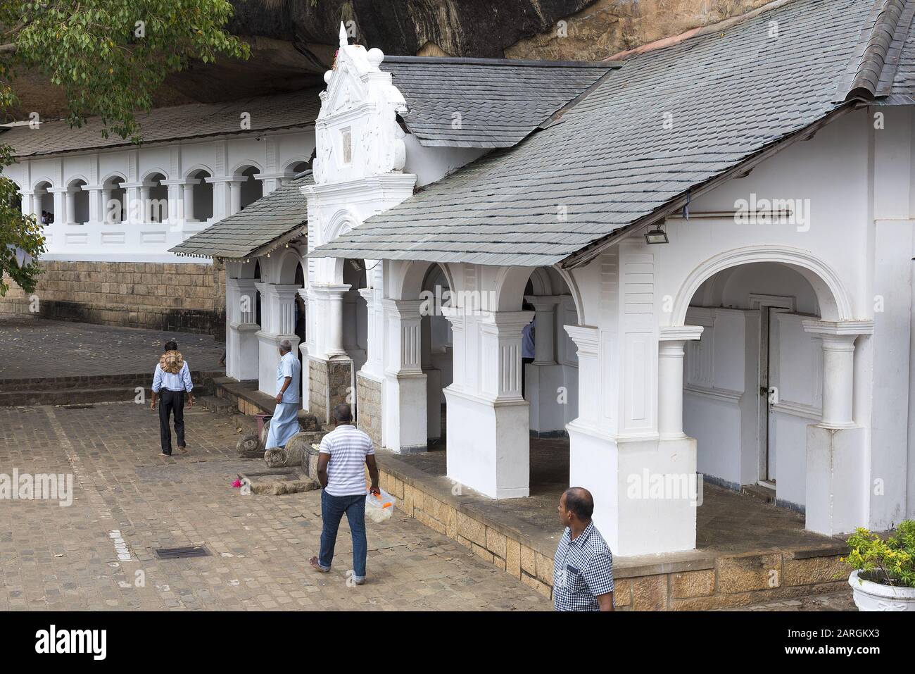 Dambulla, Sri Lanka: Entrance to Dambulla Cave complex UNESCO heritage site. Stock Photo