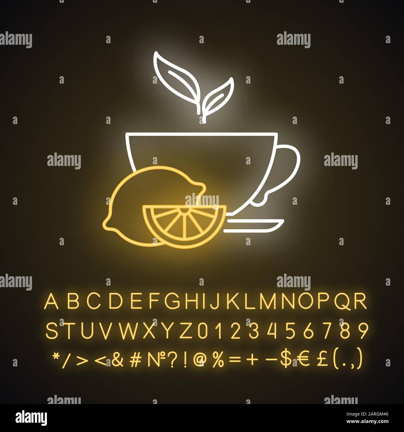 Lemon tea neon light icon. Common cold aid. Healthcare. Aromatic teacup ...