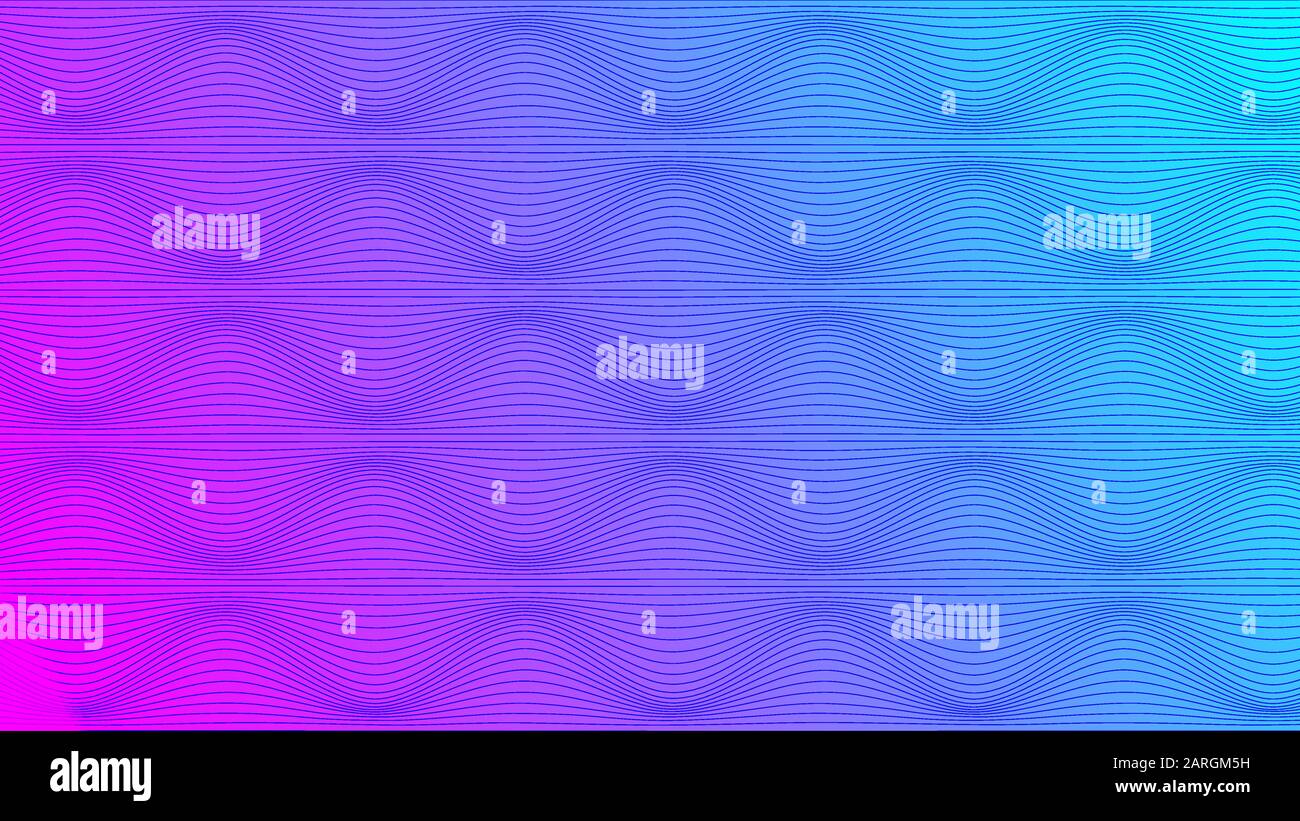 Illustration of abstract neon background, blue and pink gradient, waves ...